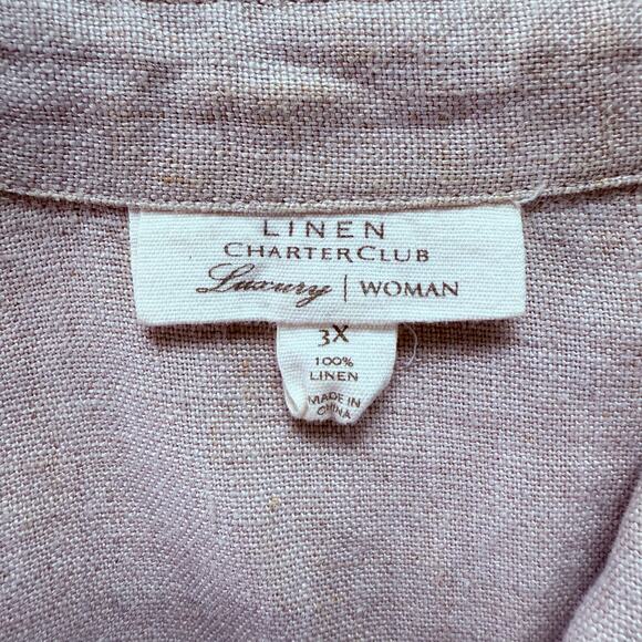 Charter Club Luxury 100% Linen Jacket Button Front in Beige, Size 3X - Picture 3 of 11
